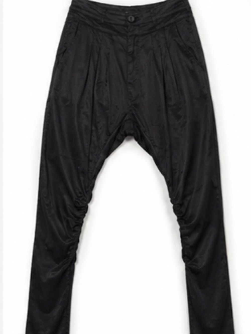 ONLY Limitless Denim Black Satin Drop Crotch Harem Pants Avant Garde Y2K